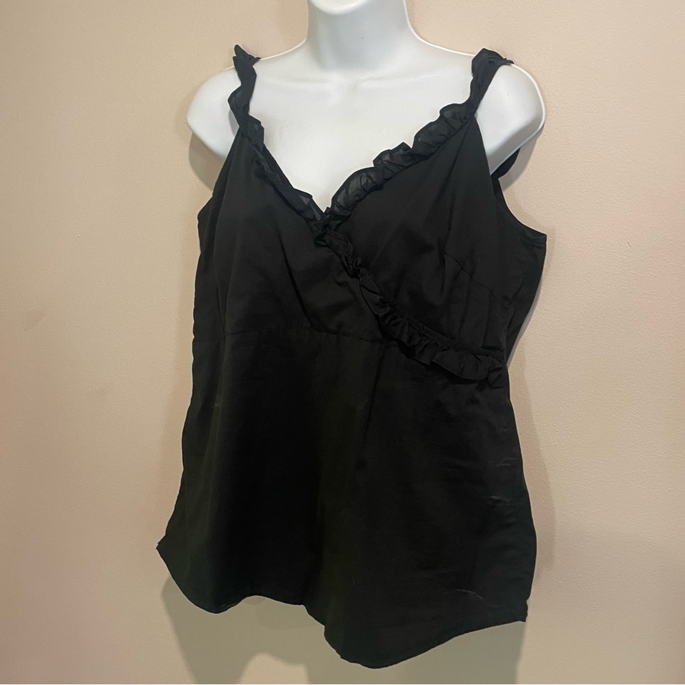 Gap Black Ruffle Crossbody Tank Top Clean Girl Minimalist Ballet-core Casual - Picture 5 of 6